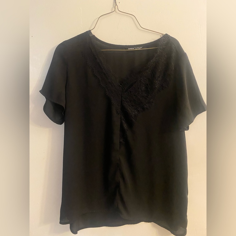 Elegant Black Lace Trim Top